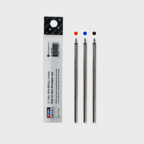 A1 Gel Custom Pen Refill Pack of 3 (multicolor Red Blue Black) - 0.5mm - Neo smartpen